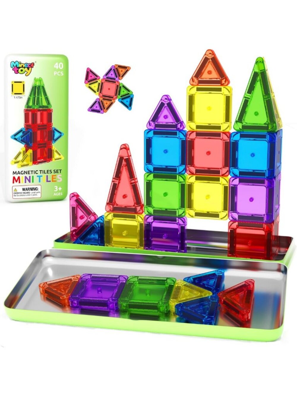 40PCS Mini Magnetic Building Tiles Set for Kids - Travel Essentials & Sensory